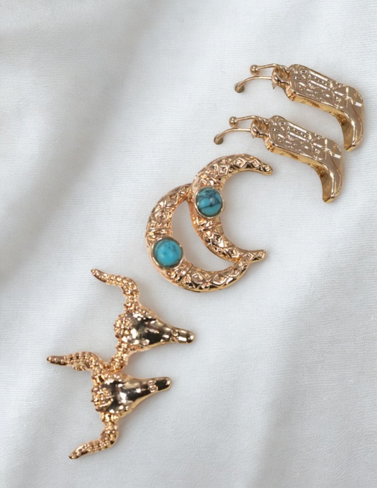Western Bull Head Trio earrings