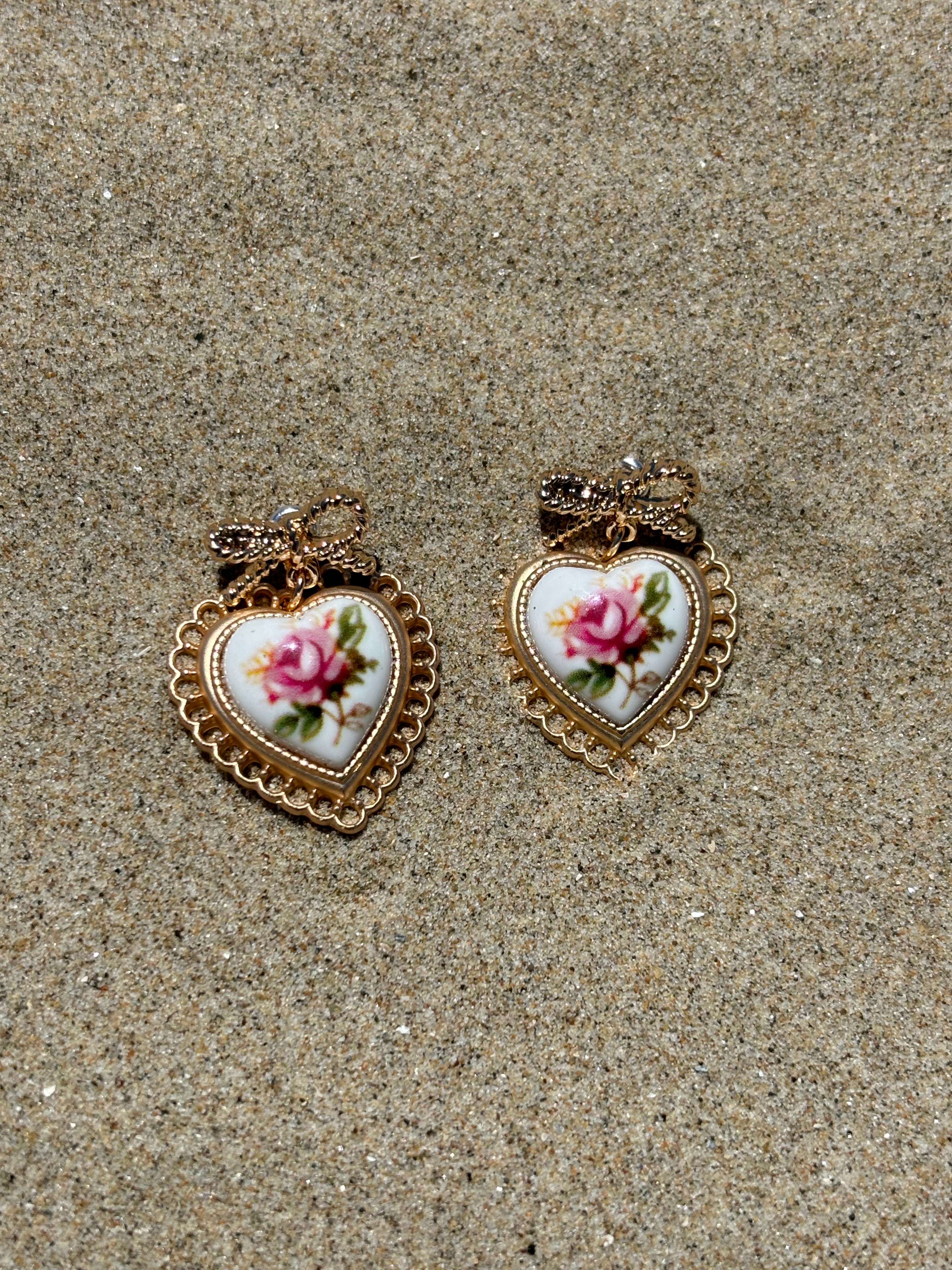 Rose Ceramic Porcelain Drop Earrings