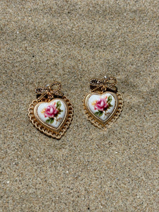 Rose Ceramic Porcelain Drop Earrings