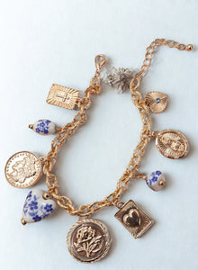 Cross & Heart Blue Charm Necklace