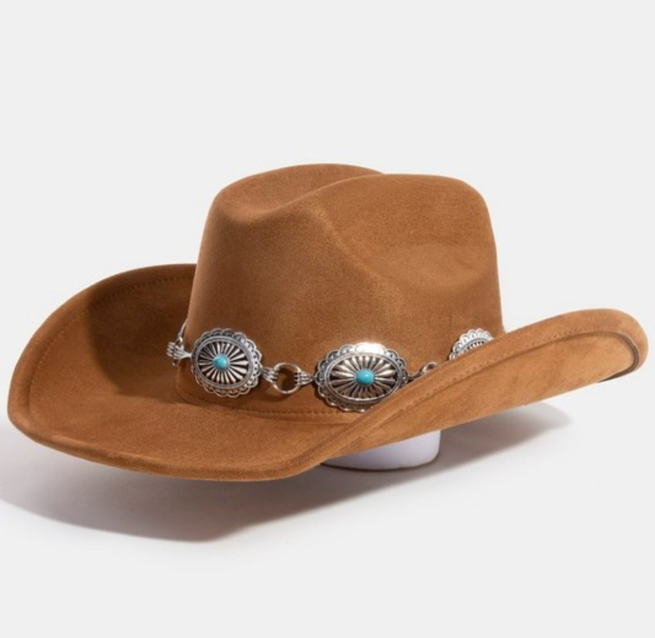 Western Turquoise Concho Belt Hat