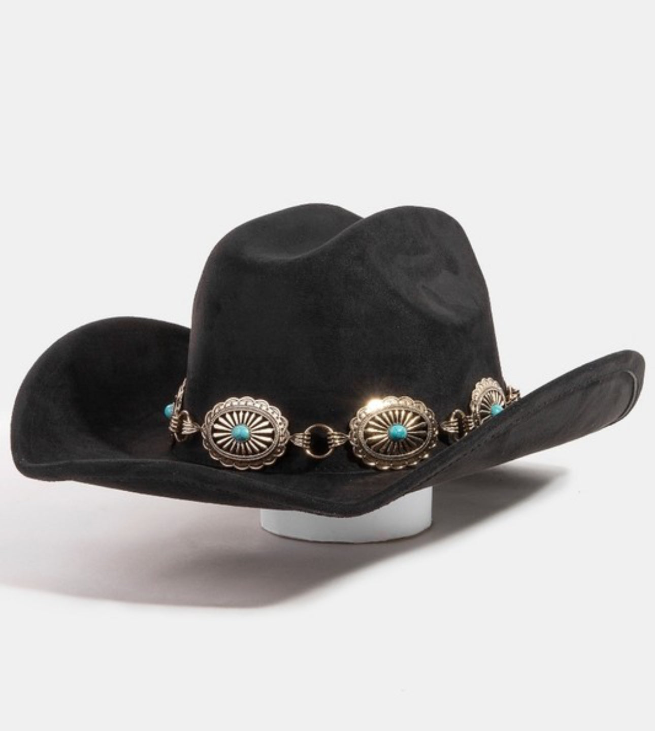 Western Turquoise Concho Belt Hat