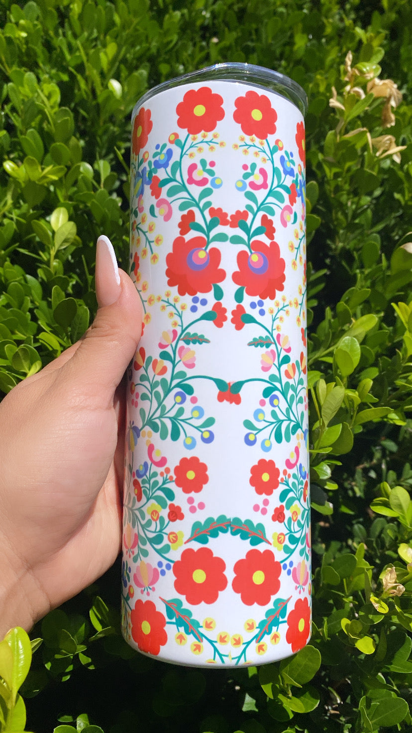 Cafecito y Chisme Floral Tumbler