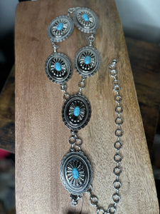 Viviana teal chain belt