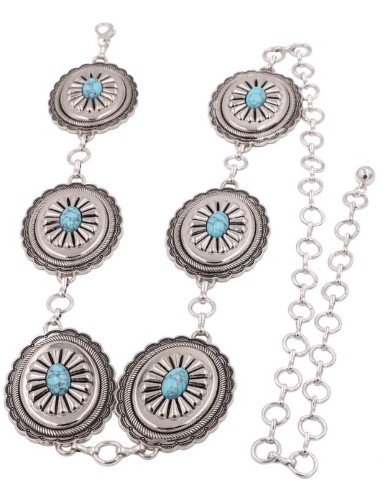 Viviana teal chain belt