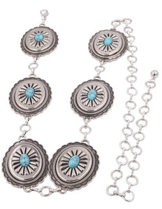 Viviana teal chain belt