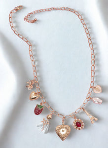Heart -Bow Charm Necklace