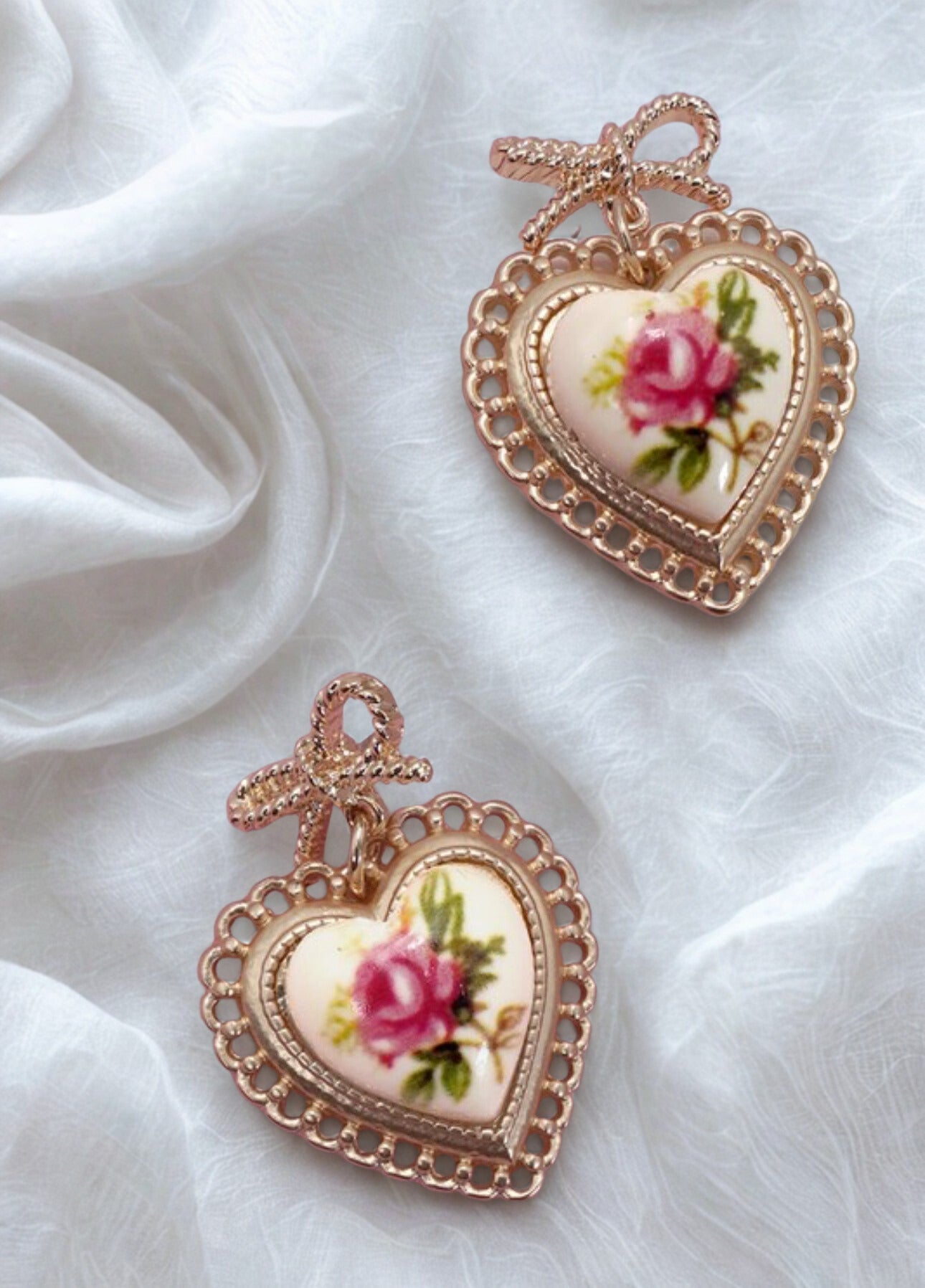 Rose Ceramic Porcelain Drop Earrings
