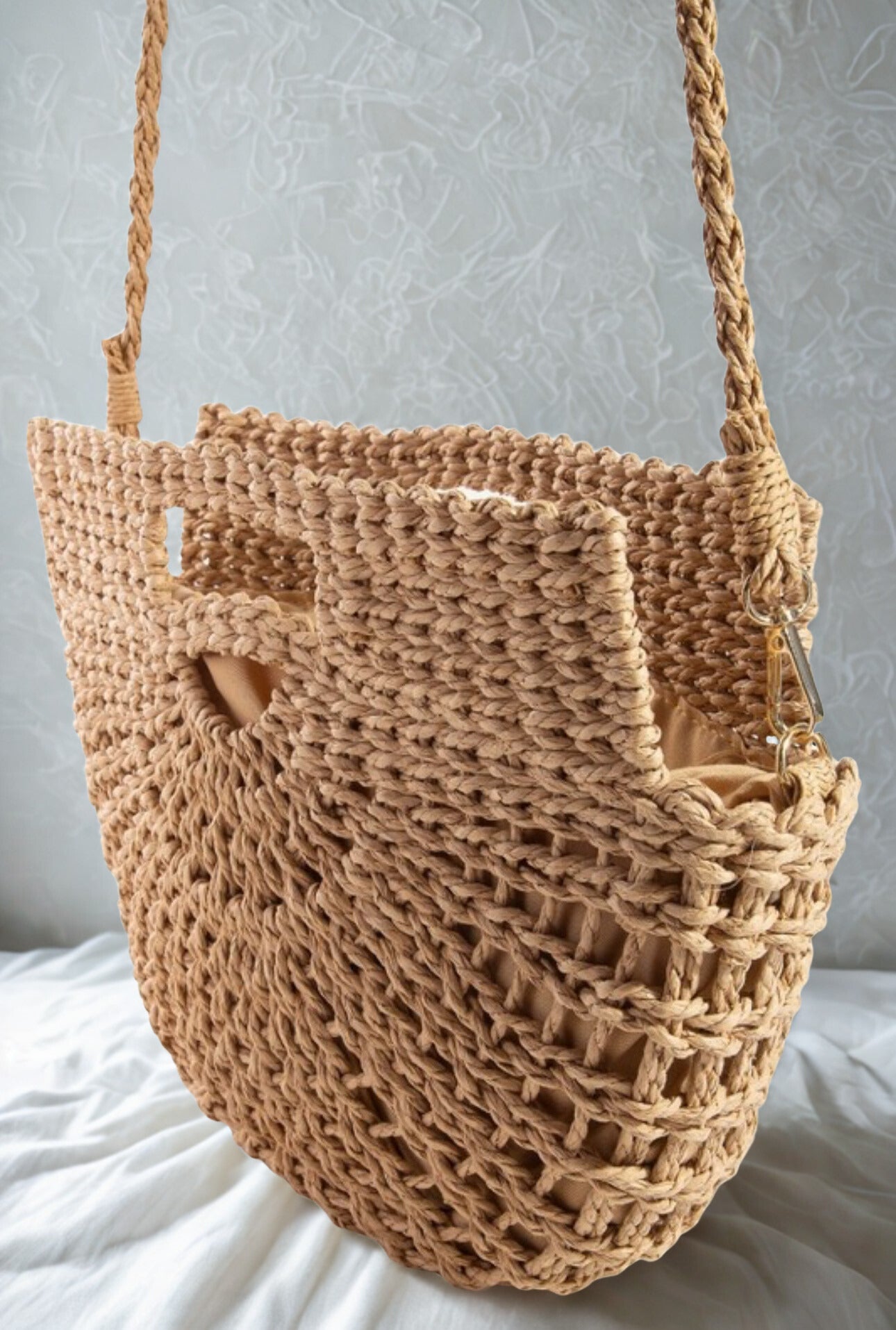 Semi Circle Woven Hand Bag