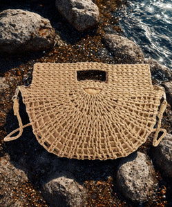 Semi Circle Woven Hand Bag
