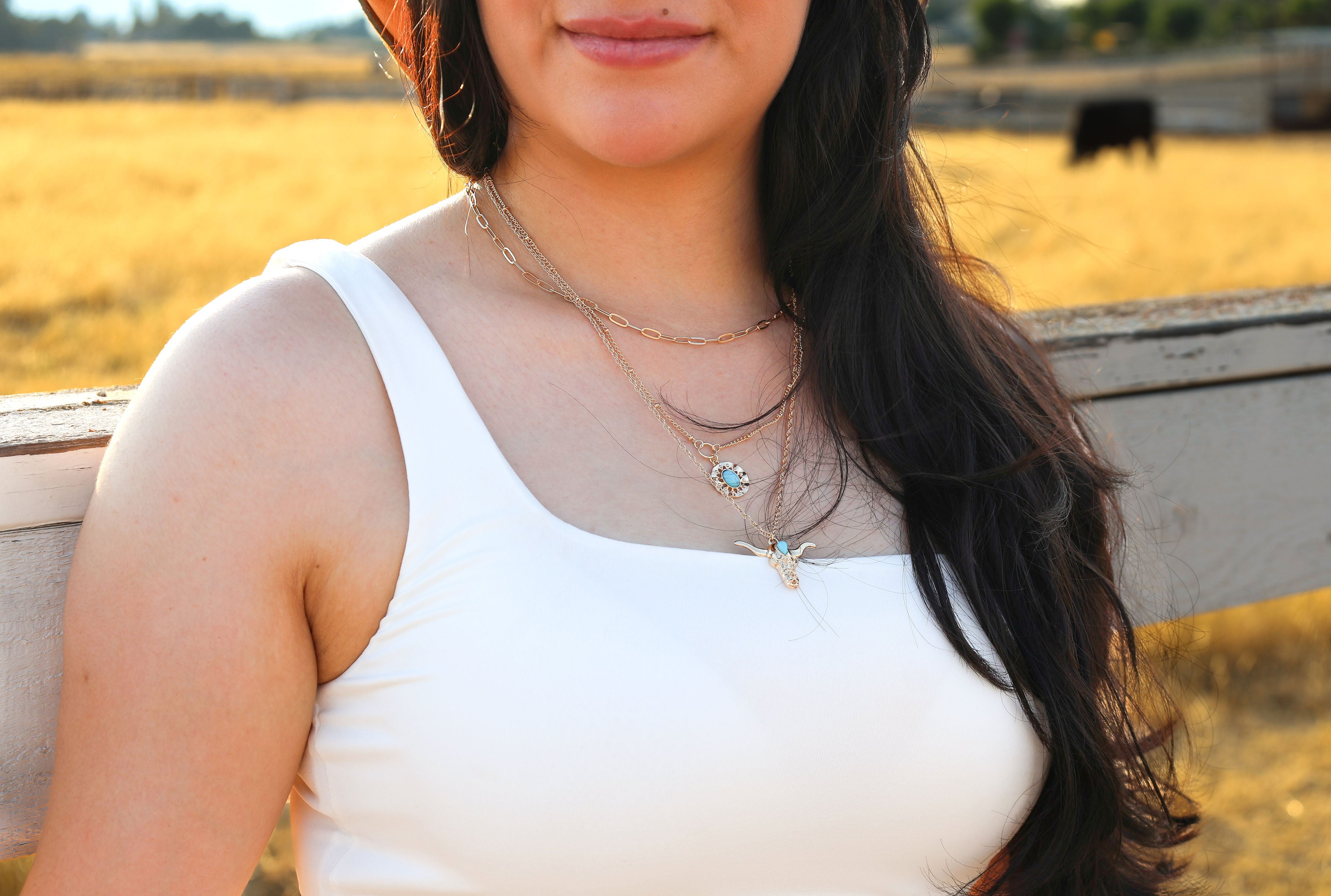 Western Bull Head Layered Necklace
