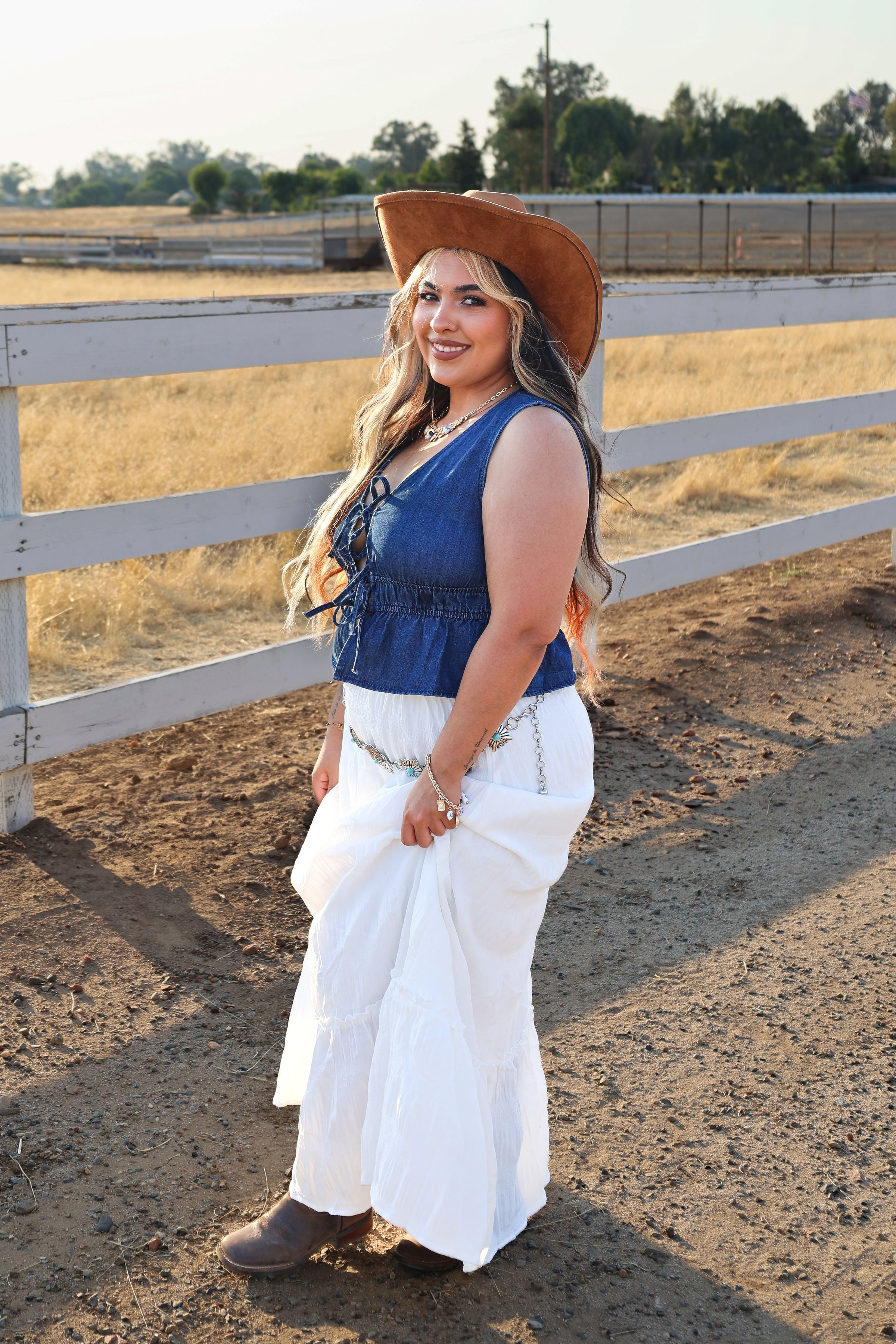 Audrey Ruffle Denim Vest