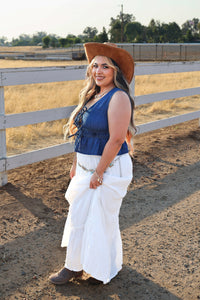 Audrey Ruffle Denim Vest