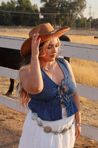 Audrey Ruffle Denim Vest