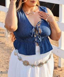 Cross & Heart Blue Charm Necklace
