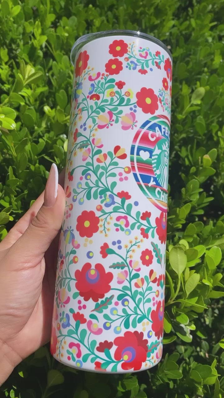 Cafecito y Chisme Floral Tumbler