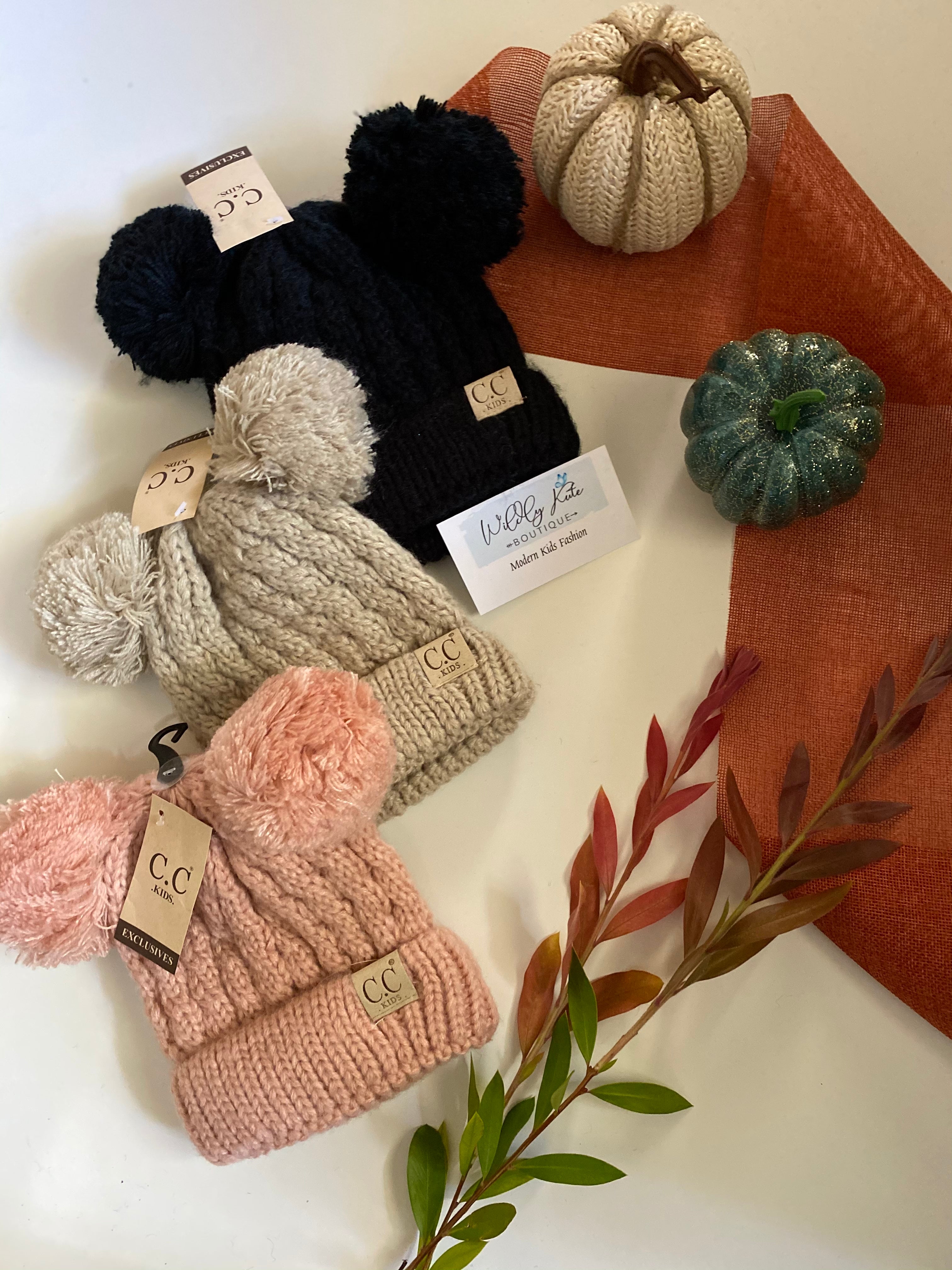 Kids Double Pom Beanies
